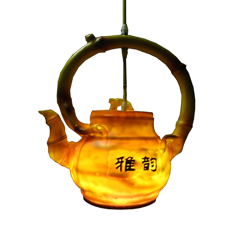 Teapot Hanging Light Lodge Style Resin Single Light Pendant Lighting for Living Room Clearhalo 'Ceiling Lights' 'Pendant Lights' 'Pendants' Lighting' 140468