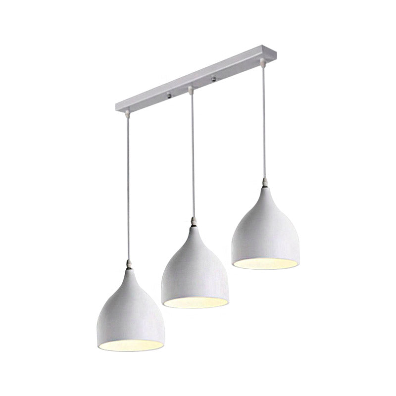 Metallic Black/White Ceiling Pendant Lighting Dome Shade 3 Lights Modernist Style Hanging Light Clearhalo 'Ceiling Lights' 'Modern Pendants' 'Modern' 'Pendant Lights' 'Pendants' Lighting' 140575