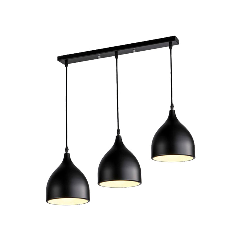 Metallic Black/White Ceiling Pendant Lighting Dome Shade 3 Lights Modernist Style Hanging Light Clearhalo 'Ceiling Lights' 'Modern Pendants' 'Modern' 'Pendant Lights' 'Pendants' Lighting' 140578