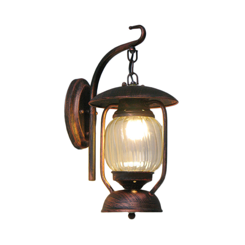 Kerosene Kitchen Wall Light Fixture Coastal Ribbed Glass 1 Light Clear Sconce Lamp Clearhalo 'Art deco wall lights' 'Cast Iron' 'Glass' 'Industrial wall lights' 'Industrial' 'Middle century wall lights' 'Modern' 'Rustic wall lights' 'Tiffany' 'Traditional wall lights' 'Wall Lamps & Sconces' 'Wall Lights' Lighting' 140633
