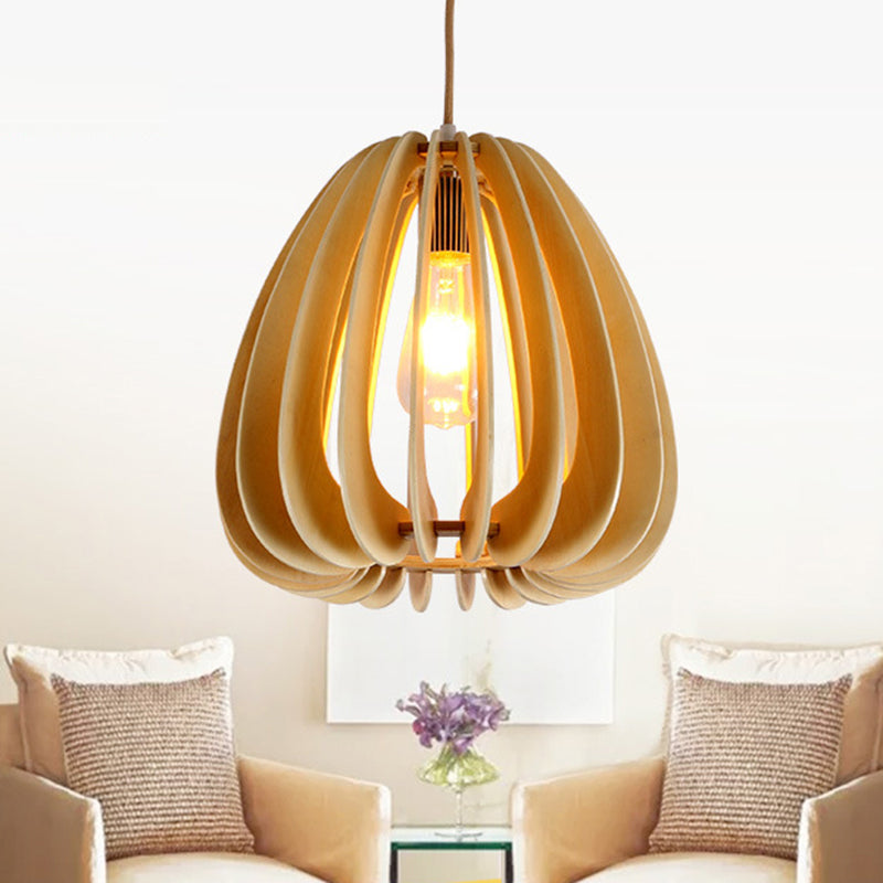 Contemporary Curved Pendant Lighting Wood 1 Light Dining Room Ceiling Light in Beige Beige Clearhalo 'Ceiling Lights' 'Modern Pendants' 'Modern' 'Pendant Lights' 'Pendants' Lighting' 140742