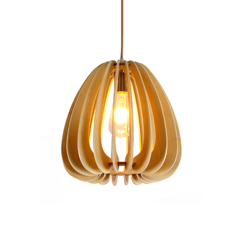 Contemporary Curved Pendant Lighting Wood 1 Light Dining Room Ceiling Light in Beige Clearhalo 'Ceiling Lights' 'Modern Pendants' 'Modern' 'Pendant Lights' 'Pendants' Lighting' 140744