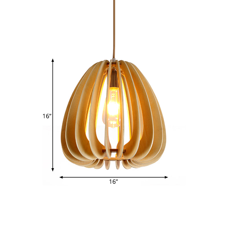 Contemporary Curved Pendant Lighting Wood 1 Light Dining Room Ceiling Light in Beige Clearhalo 'Ceiling Lights' 'Modern Pendants' 'Modern' 'Pendant Lights' 'Pendants' Lighting' 140745