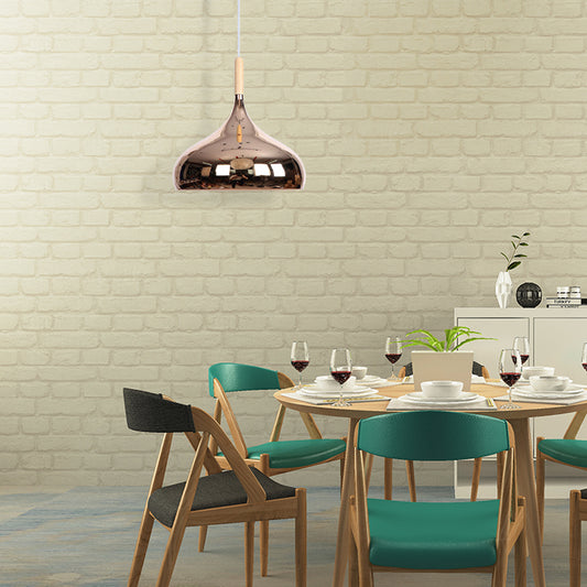 1 Head Bowl Shade Pendant Lighting Modernist Stylish Chrome/Gold/Rose Gold Metallic Suspended Light for Dining Table Clearhalo 'Ceiling Lights' 'Modern Pendants' 'Modern' 'Pendant Lights' 'Pendants' Lighting' 140758