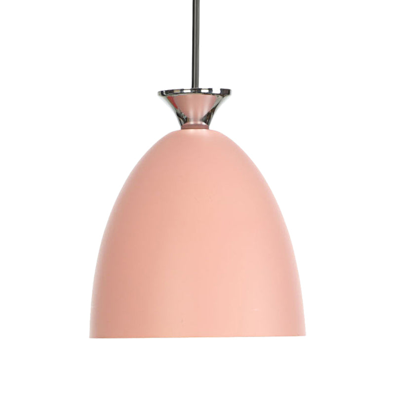 Blue/Gray Domed Hanging Ceiling Light Macaron Metallic 1 Light Bedside Pendant Lamp with Adjustable Cord Clearhalo 'Ceiling Lights' 'Modern Pendants' 'Modern' 'Pendant Lights' 'Pendants' Lighting' 140795