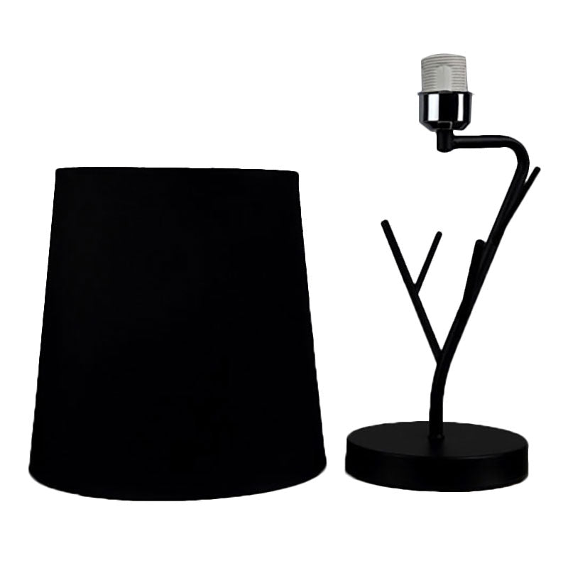 Contemporary Tapered Task Light Fabric 1 Light Reading Book Light in White/Black with Branch Base Clearhalo 'Lamps' 'Table Lamps' Lighting' 140800