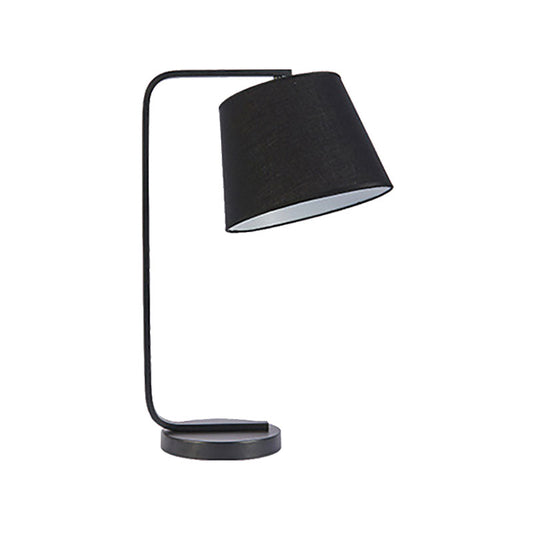 Fabric Tapered Reading Book Light Contemporary LED Desk Lamp in White/Black with Metal Base Clearhalo 'Lamps' 'Table Lamps' Lighting' 140840