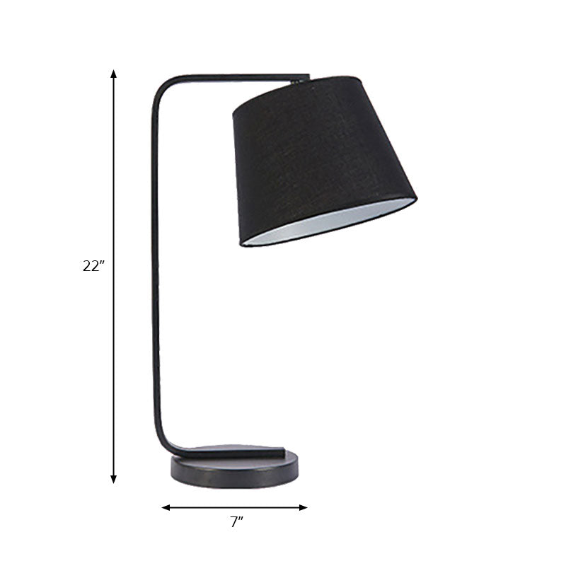 Fabric Tapered Reading Book Light Contemporary LED Desk Lamp in White/Black with Metal Base Clearhalo 'Lamps' 'Table Lamps' Lighting' 140841