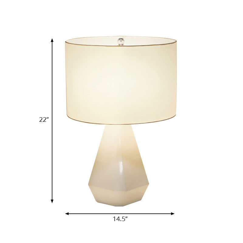 Drum Reading Book Light Modernism Fabric 1 Light Desk Light in White for Bedroom Clearhalo 'Lamps' 'Table Lamps' Lighting' 140853