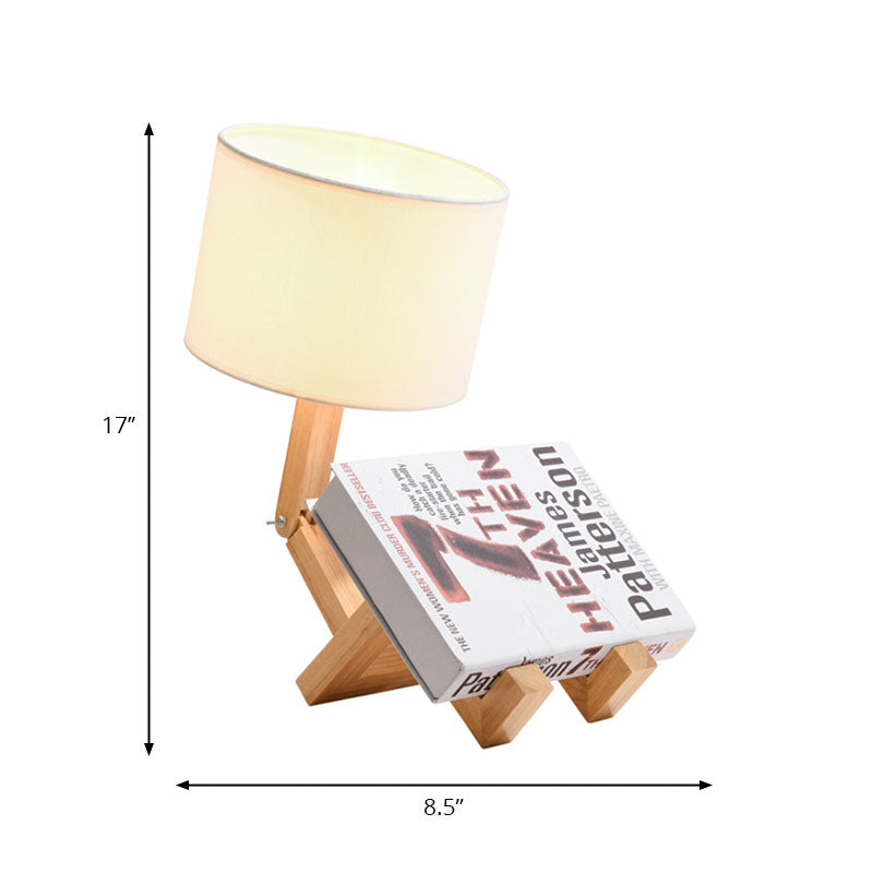 Modernism LED Desk Light with Fabric Shade Beige Drum Small Desk Lamp for Bedroom Clearhalo 'Lamps' 'Table Lamps' Lighting' 140863