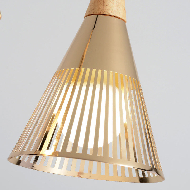 Metallic Cone Ceiling Light with Cage Shade Contemporary 1 Light Bedroom Pendant Lighting in Black/Gold/White Clearhalo 'Ceiling Lights' 'Modern Pendants' 'Modern' 'Pendant Lights' 'Pendants' Lighting' 140881