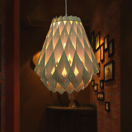 Modern Geometric Pendant Lamp Wooden 1 Light Restaurant Hanging Lamp in Natural Wood Clearhalo 'Ceiling Lights' 'Pendant Lights' 'Pendants' Lighting' 140900