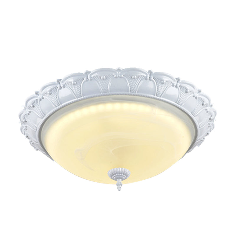 16"/19.5" W Dome Shape Hallway Ceiling Flush Vintage Frosted Glass White/Brass LED Flush Mount Lighting in Warm/White Light Clearhalo 'Ceiling Lights' 'Close To Ceiling Lights' 'Close to ceiling' 'Flush mount' Lighting' 1409217