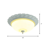 White 16"/20.5" Wide LED Flush Lamp Classic Opaline Glass Semicircle Ceiling Fixture, Warm/White Light Clearhalo 'Ceiling Lights' 'Close To Ceiling Lights' 'Close to ceiling' 'Flush mount' Lighting' 1409221