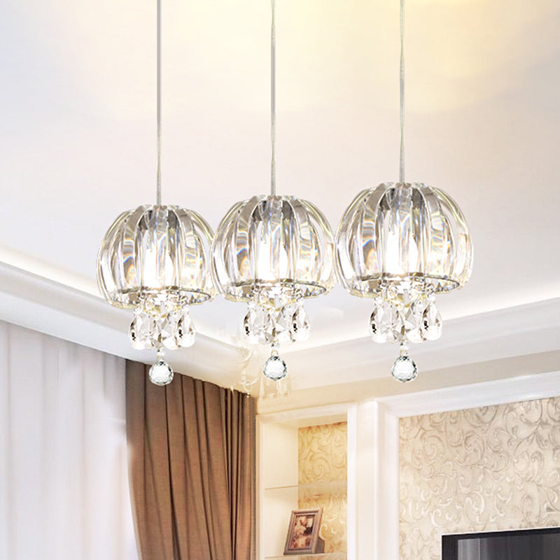 Jellyfish Clear Crystal Petals Mini Pendant Modern 1 Head Dinning Hall Hanging Light with Droplets Clear Clearhalo 'Ceiling Lights' 'Modern Pendants' 'Modern' 'Pendant Lights' 'Pendants' Lighting' 1409404