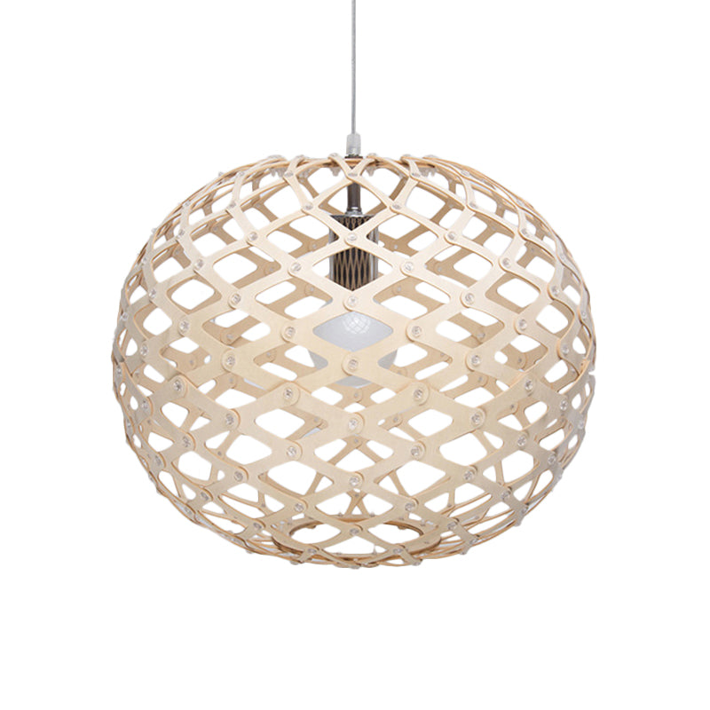 Orb Shade Drop Light Vintage Wood One-Light Living Room Pendant Light Fixture in White Clearhalo 'Ceiling Lights' 'Pendant Lights' 'Pendants' Lighting' 140941