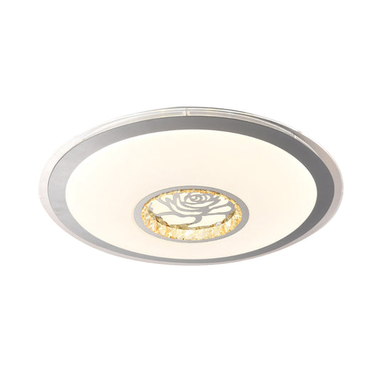 White Plate Ceiling Light Contemporary Beveled Crystals Sleeping Room LED Flush Light Fixture with Flower/Loving Heart/Moon and Star Pattern Clearhalo 'Ceiling Lights' 'Close To Ceiling Lights' 'Close to ceiling' 'Flush mount' Lighting' 1409425