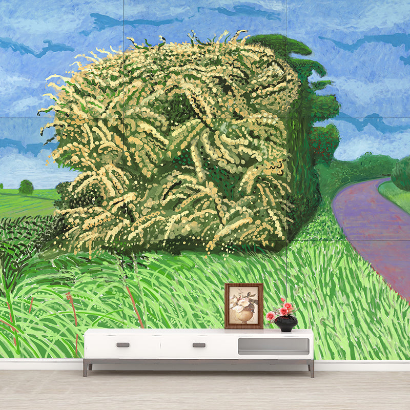 Artistry Wheat Pile Wallpaper Murals Blue-Green Hockney Still Life Drawing Wall Decor Blue-Green Clearhalo 'Wall Decor' 'Wall Mural' 1409501