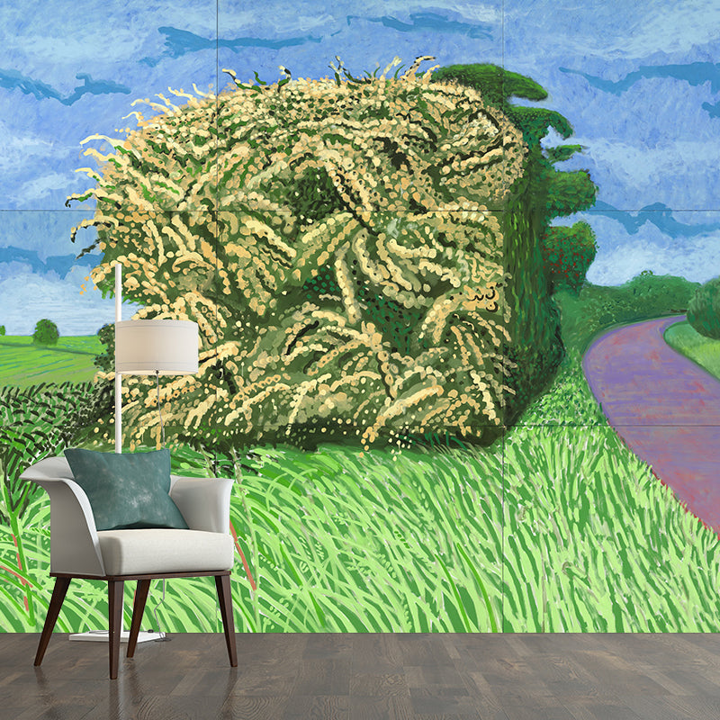 Artistry Wheat Pile Wallpaper Murals Blue-Green Hockney Still Life Drawing Wall Decor Clearhalo 'Wall Decor' 'Wall Mural' 1409502