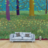 Illustration Spring Blossom Mural Wallpaper for Bedroom, Blue-Green, Made to Measure Clearhalo 'Wall Decor' 'Wall Mural' 1409527