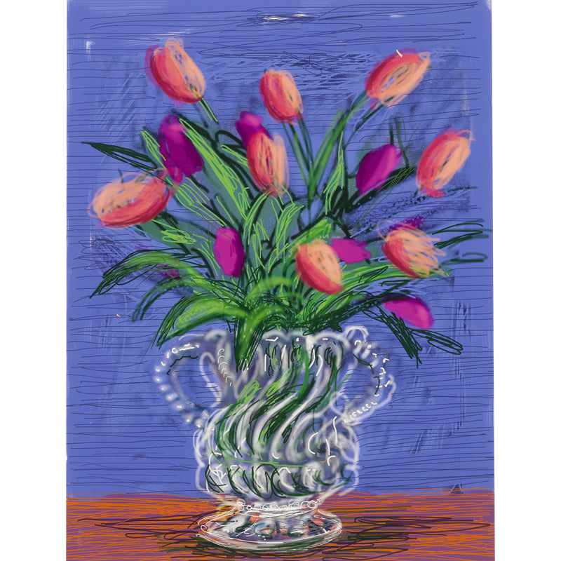 Still Life Tulip Flowers Mural Modern Art Non-Woven Fabric Wall Covering in Purple-Green Clearhalo 'Wall Decor' 'Wall Mural' 1409544