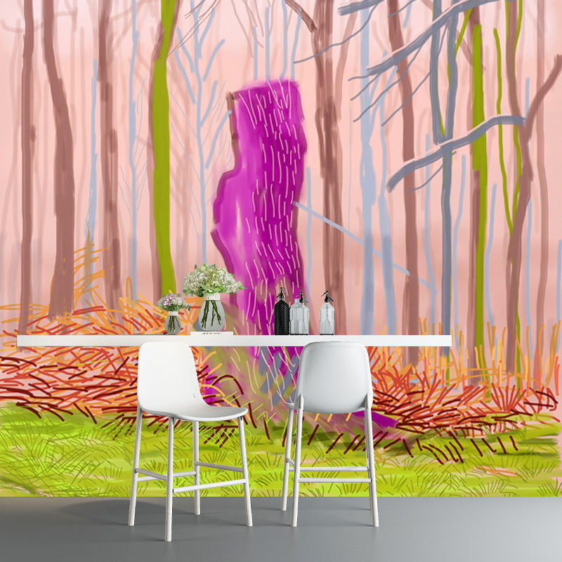 Bare Trees Wall Paper Murals Pop Art Washable Living Room Wall Covering, Made to Measure Clearhalo 'Wall Decor' 'Wall Mural' 1409647