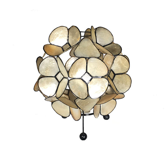 1 Light Bedroom Reading Book Light with Globe Natural Shell Shade Gold Task Lighting Clearhalo 'Lamps' 'Table Lamps' Lighting' 140973