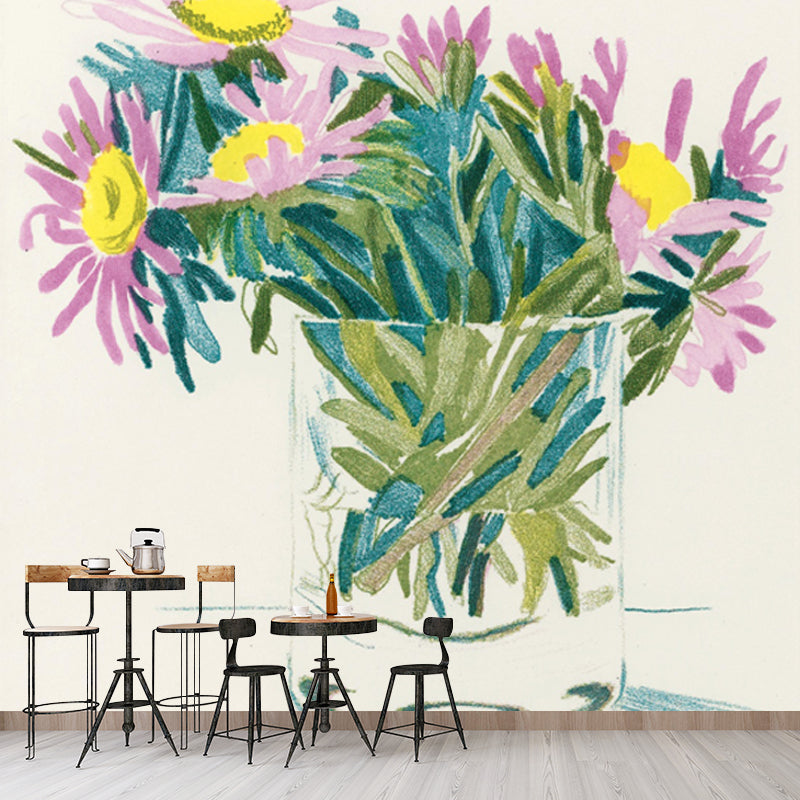 Whole Daisies Wall Paper Mural Water Resistant Artistic Living Room Wall Covering Clearhalo 'Wall Decor' 'Wall Mural' 1409742