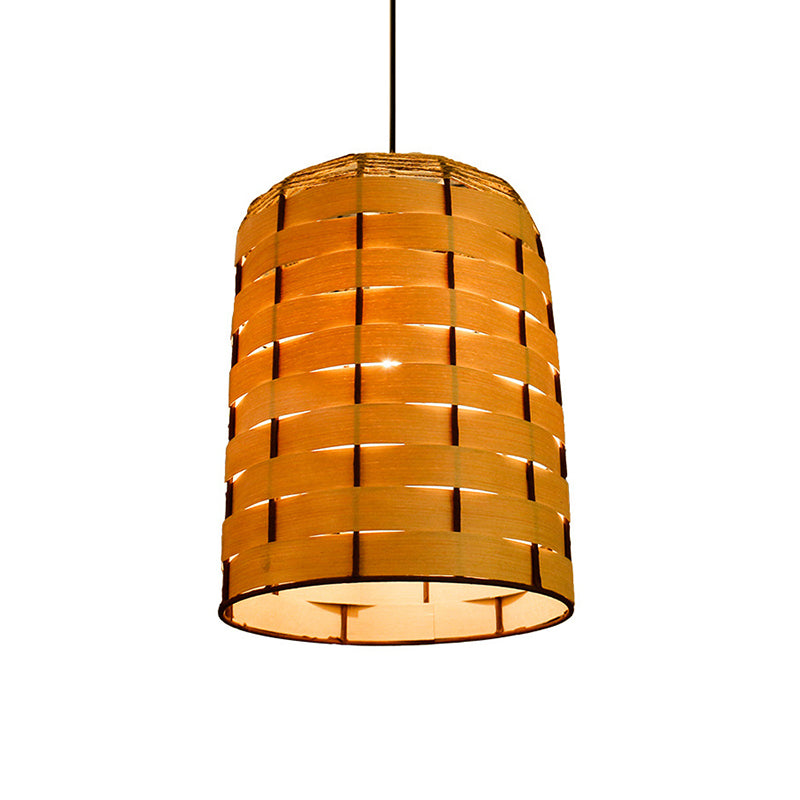 10"/12" Wide Dome Pendant Light Contemporary Wooden 1 Light Restaurant Hanging Lamp in Beige Clearhalo 'Ceiling Lights' 'Modern Pendants' 'Modern' 'Pendant Lights' 'Pendants' Lighting' 140977