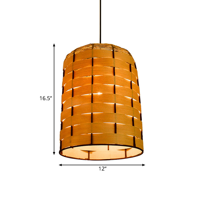 10"/12" Wide Dome Pendant Light Contemporary Wooden 1 Light Restaurant Hanging Lamp in Beige Clearhalo 'Ceiling Lights' 'Modern Pendants' 'Modern' 'Pendant Lights' 'Pendants' Lighting' 140979