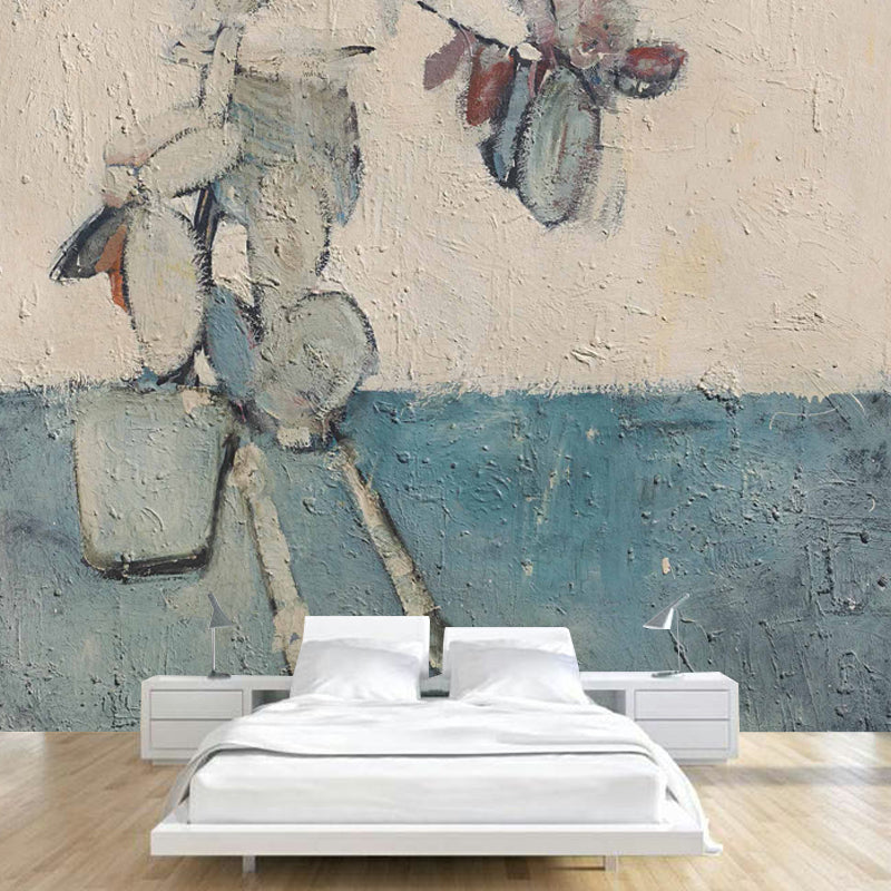 Blue and Brown Skeleton Murals Wallpaper Stain-Proof Wall Covering for Living Room Clearhalo 'Wall Decor' 'Wall Mural' 1409807