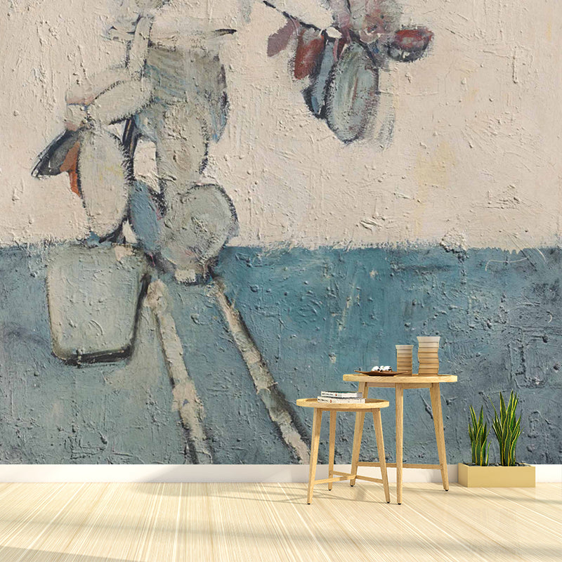 Blue and Brown Skeleton Murals Wallpaper Stain-Proof Wall Covering for Living Room Clearhalo 'Wall Decor' 'Wall Mural' 1409808