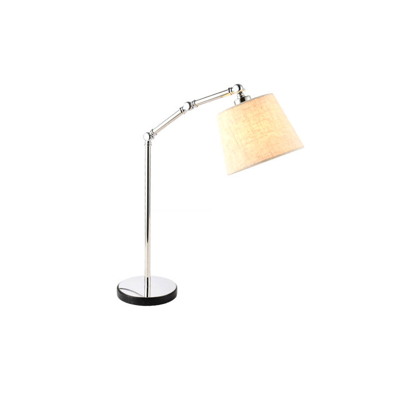 Tapered Desk Lamp Modern Fabric 1 Light Reading Book Light in Beige with Adjustable Arm Clearhalo 'Lamps' 'Table Lamps' Lighting' 141009