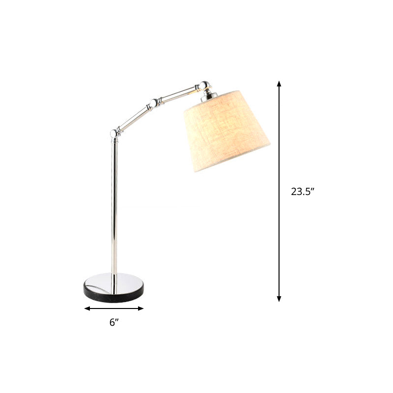 Tapered Desk Lamp Modern Fabric 1 Light Reading Book Light in Beige with Adjustable Arm Clearhalo 'Lamps' 'Table Lamps' Lighting' 141010