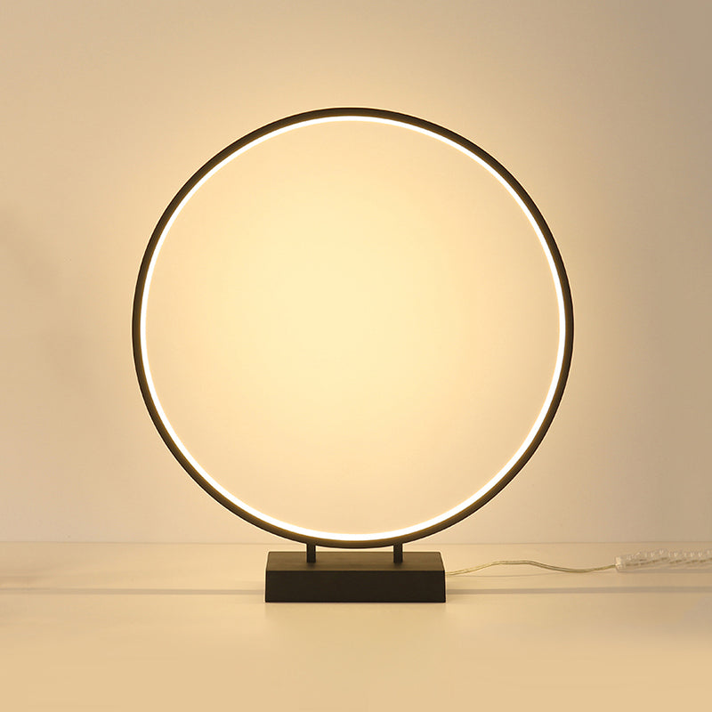 10"/12"/16" Dia Ring Desk Lamp Simplicity Acrylic LED Single Light Black/White Table Light in Warm/White Light Clearhalo 'Lamps' 'Table Lamps' Lighting' 141058