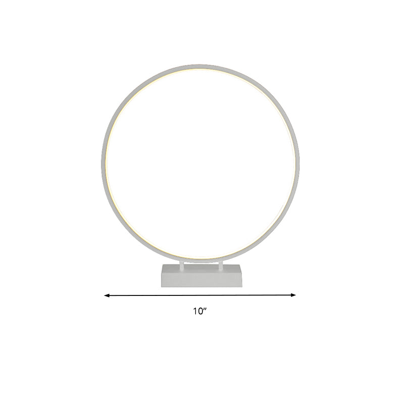 10"/12"/16" Dia Ring Desk Lamp Simplicity Acrylic LED Single Light Black/White Table Light in Warm/White Light Clearhalo 'Lamps' 'Table Lamps' Lighting' 141064