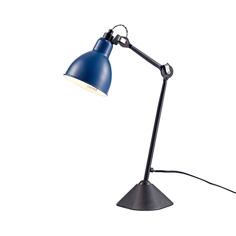 Black/Blue Dome Shade Desk Lamp Modernist Style 1 Head Metallic Reading Book Light with Adjustable Arm Clearhalo 'Lamps' 'Table Lamps' Lighting' 141073