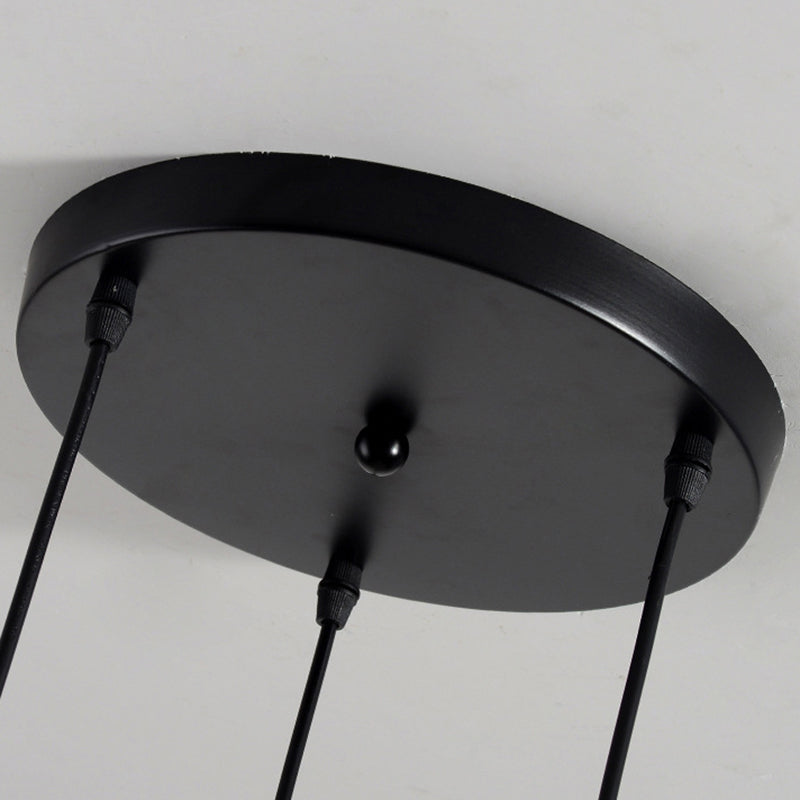 Nordic Cone Ceiling Light 3 Heads Metal and Wood Pendant Lighting with Wire Frame and Linear/Round Canopy in Black/White Clearhalo 'Ceiling Lights' 'Modern Pendants' 'Modern' 'Pendant Lights' 'Pendants' Lighting' 141093