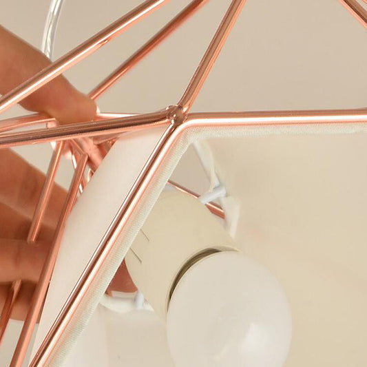 3 Bulbs Wire Frame Pendant Lamp Modern Style Rose Gold Fabric and Metal Ceiling Pendant Lamp with Linear/Round Canopy Clearhalo 'Ceiling Lights' 'Modern Pendants' 'Modern' 'Pendant Lights' 'Pendants' Lighting' 141111