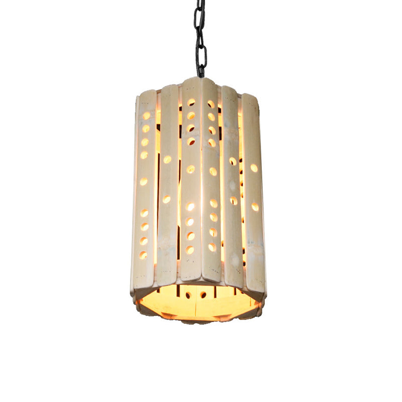 Cylinder Suspension Pendant Light Modern Bamboo Single Bulb Porch Hanging Lamp in Beige Clearhalo 'Ceiling Lights' 'Modern Pendants' 'Modern' 'Pendant Lights' 'Pendants' Lighting' 141142