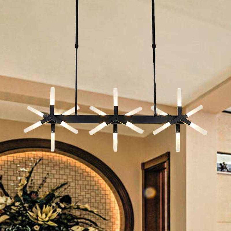 18/24 Lights Dining Room Ceiling Light with Linear Acrylic Shade Black/White/Gold Drop Pendant over Island Clearhalo 'Ceiling Lights' 'Island Lights' Lighting' 1414702