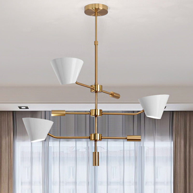 Branch Metal Chandelier Light Modern 3 Lights Gold Hanging Ceiling Light Fixture with Clear Glass Cone Shade Clearhalo 'Ceiling Lights' 'Chandeliers' 'Modern Chandeliers' 'Modern' Lighting' 1415147