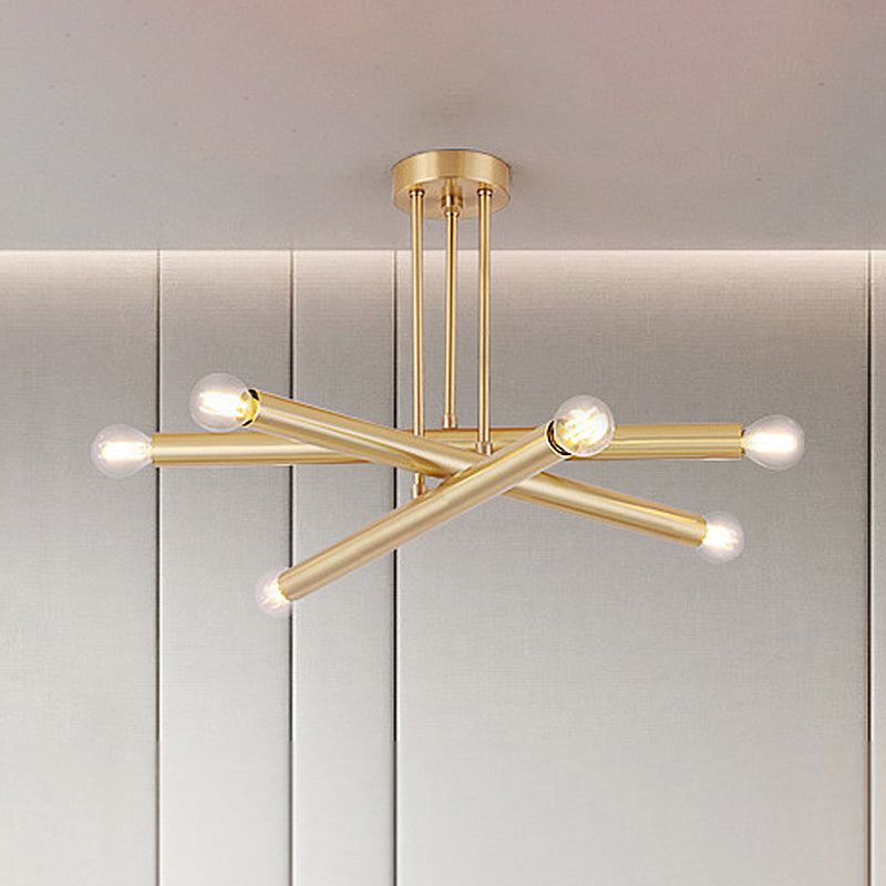 Linear Bedroom Pendant Chandelier Metal Multi Lights Modernist Ceiling Hung Light Fixture in Gold Clearhalo 'Ceiling Lights' 'Chandeliers' 'Modern Chandeliers' 'Modern' Lighting' 1415150