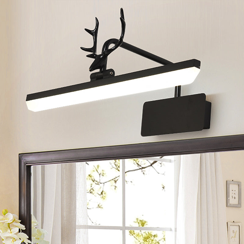 Linear Metal Vanity Wall Lamp Modernist Led White/Black/Gold Wall Mounted Vanity Light with Antlers Arm in White/Natural Light, 17"/20.5"/28" Wide Clearhalo 'Cast Iron' 'Glass' 'Industrial' 'Modern wall lights' 'Modern' 'Tiffany' 'Traditional wall lights' 'Vanity Lights' 'Wall Lights' Lighting' 1415160