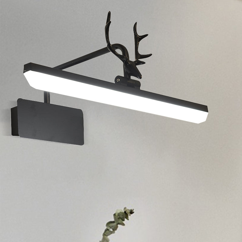 Linear Metal Vanity Wall Lamp Modernist Led White/Black/Gold Wall Mounted Vanity Light with Antlers Arm in White/Natural Light, 17"/20.5"/28" Wide Clearhalo 'Cast Iron' 'Glass' 'Industrial' 'Modern wall lights' 'Modern' 'Tiffany' 'Traditional wall lights' 'Vanity Lights' 'Wall Lights' Lighting' 1415161