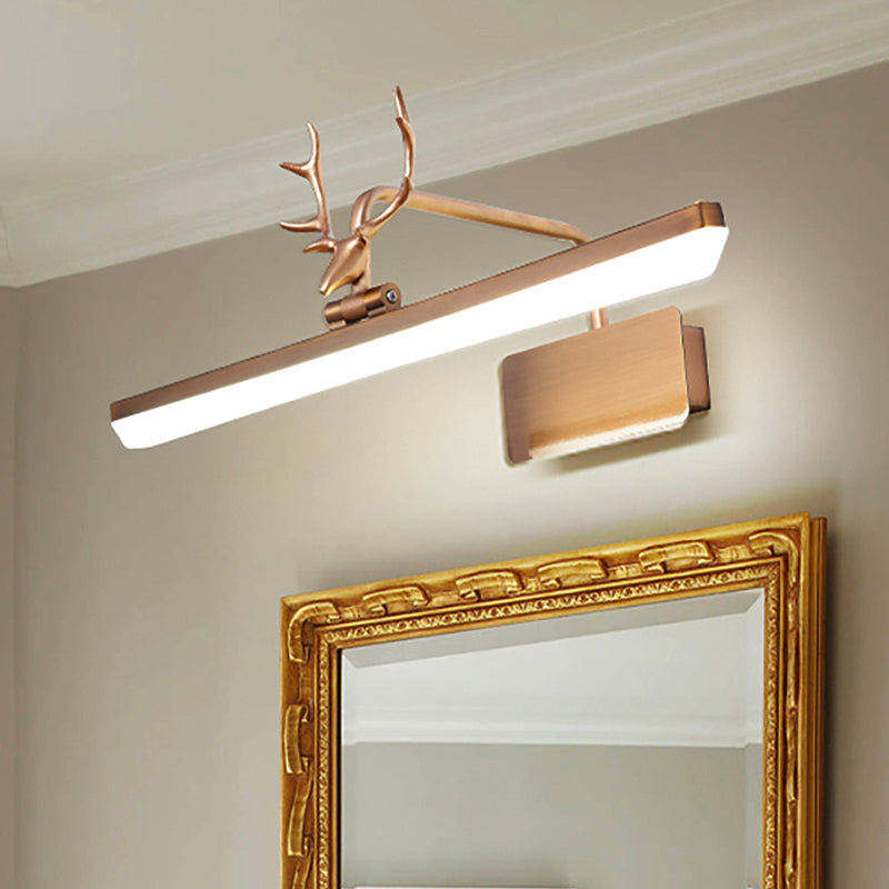 Linear Metal Vanity Wall Lamp Modernist Led White/Black/Gold Wall Mounted Vanity Light with Antlers Arm in White/Natural Light, 17"/20.5"/28" Wide Clearhalo 'Cast Iron' 'Glass' 'Industrial' 'Modern wall lights' 'Modern' 'Tiffany' 'Traditional wall lights' 'Vanity Lights' 'Wall Lights' Lighting' 1415162