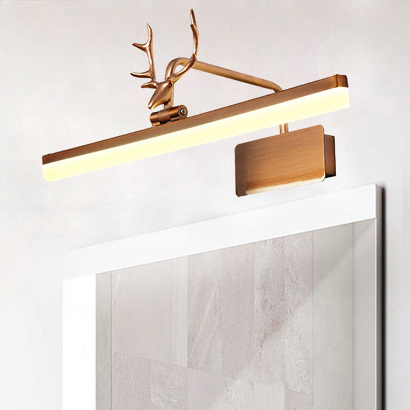 Linear Metal Vanity Wall Lamp Modernist Led White/Black/Gold Wall Mounted Vanity Light with Antlers Arm in White/Natural Light, 17"/20.5"/28" Wide Clearhalo 'Cast Iron' 'Glass' 'Industrial' 'Modern wall lights' 'Modern' 'Tiffany' 'Traditional wall lights' 'Vanity Lights' 'Wall Lights' Lighting' 1415163