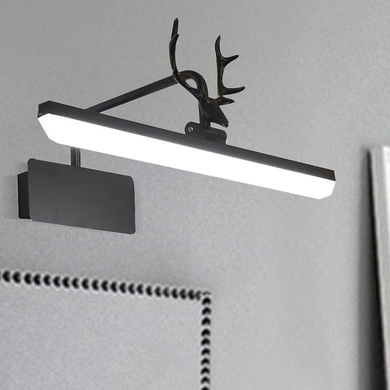 Linear Metal Vanity Wall Lamp Modernist Led White/Black/Gold Wall Mounted Vanity Light with Antlers Arm in White/Natural Light, 17"/20.5"/28" Wide Clearhalo 'Cast Iron' 'Glass' 'Industrial' 'Modern wall lights' 'Modern' 'Tiffany' 'Traditional wall lights' 'Vanity Lights' 'Wall Lights' Lighting' 1415164