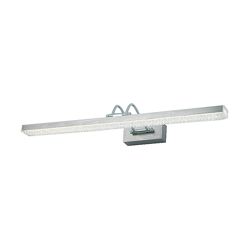 Metal Linear Vanity Lighting Modernist 16.5"/28"/22.5" Wide Led Black/Silver/Coffee Vanity Wall Sconce with Curved Arm, Third Gear Clearhalo 'Cast Iron' 'Glass' 'Industrial' 'Modern wall lights' 'Modern' 'Tiffany' 'Traditional wall lights' 'Vanity Lights' 'Wall Lights' Lighting' 1415168