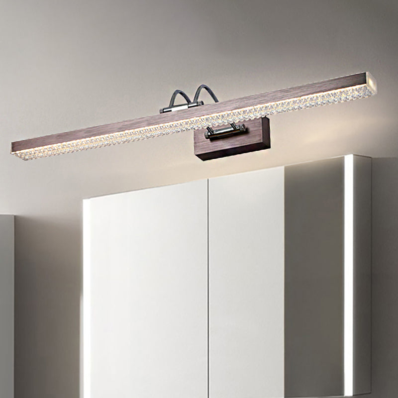 Metal Linear Vanity Lighting Modernist 16.5"/28"/22.5" Wide Led Black/Silver/Coffee Vanity Wall Sconce with Curved Arm, Third Gear Clearhalo 'Cast Iron' 'Glass' 'Industrial' 'Modern wall lights' 'Modern' 'Tiffany' 'Traditional wall lights' 'Vanity Lights' 'Wall Lights' Lighting' 1415172